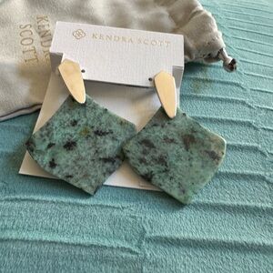 Kendra Scott Astoria African Turquoise Rhodium Plated Silver Drop Earrings